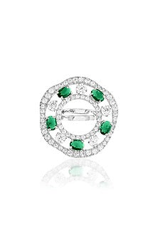 White Rhodium Finish Emerald Stone Ring