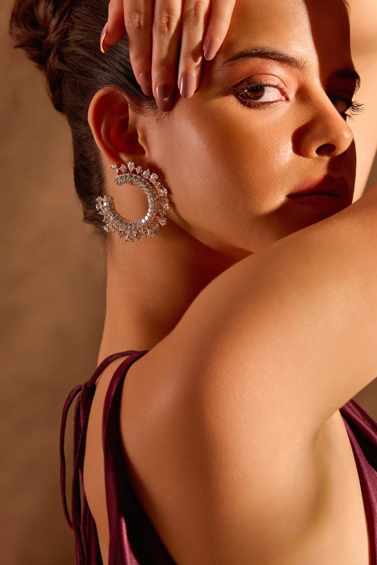 White Rhodium Finish Diamond Dangler Earrings