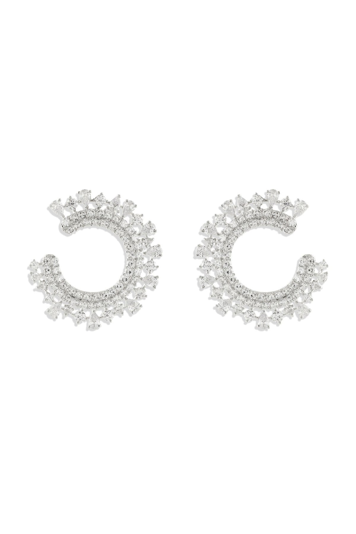 White Rhodium Finish Diamond Dangler Earrings