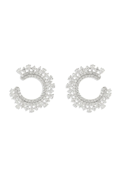 White Rhodium Finish Diamond Dangler Earrings