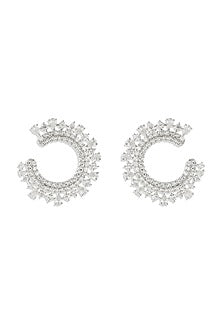 White Rhodium Finish Diamond Dangler Earrings