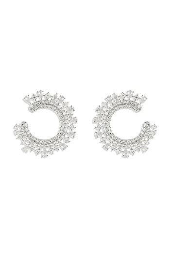 White Rhodium Finish Diamond Dangler Earrings