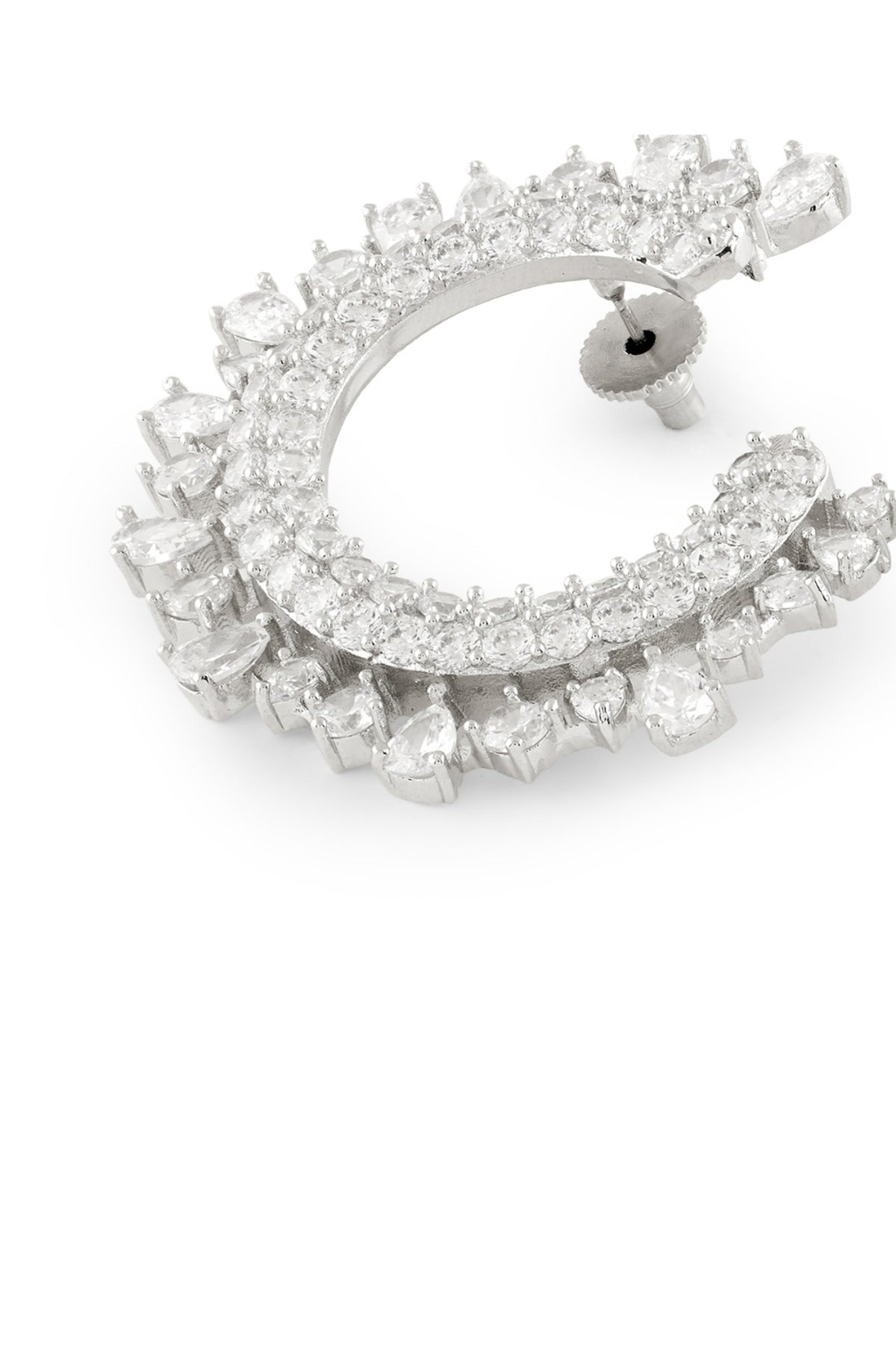 White Rhodium Finish Diamond Dangler Earrings