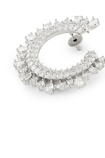 White Rhodium Finish Diamond Dangler Earrings