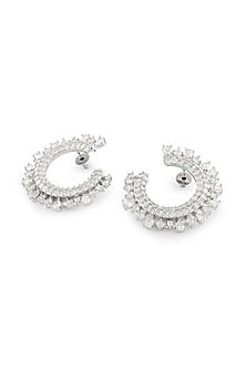 White Rhodium Finish Diamond Dangler Earrings