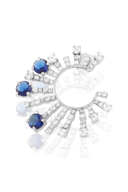 White Rhodium Finish Sapphire Stone Dangler Earrings