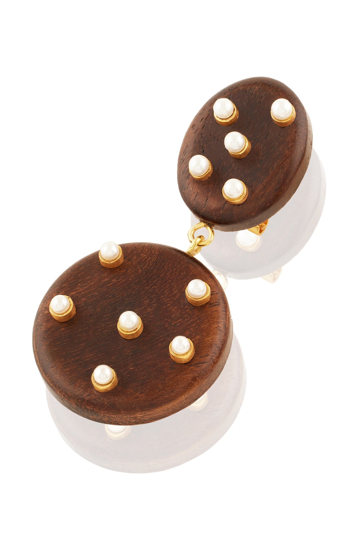 Gold Plated Brown Stone & Pearl Dangler Earrings