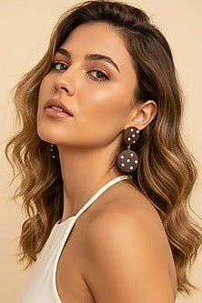Gold Plated Brown Stone & Pearl Dangler Earrings