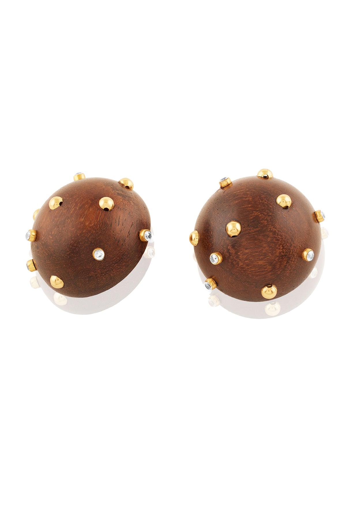 Gold Plated Brown & Gold Stone Stud Earrings