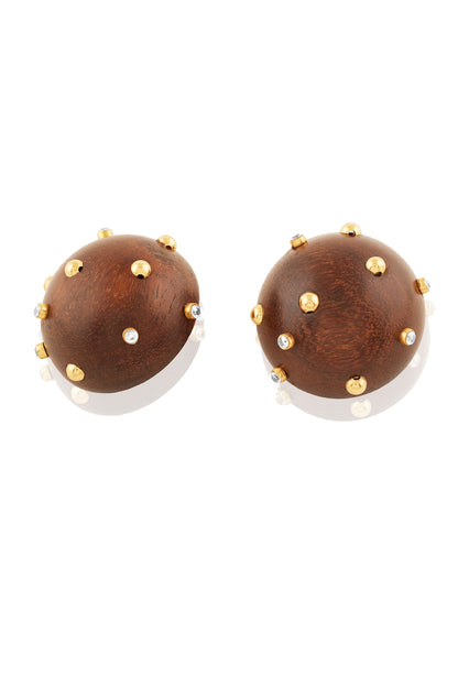 Gold Plated Brown & Gold Stone Stud Earrings