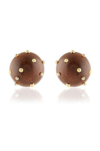 Gold Plated Brown & Gold Stone Stud Earrings