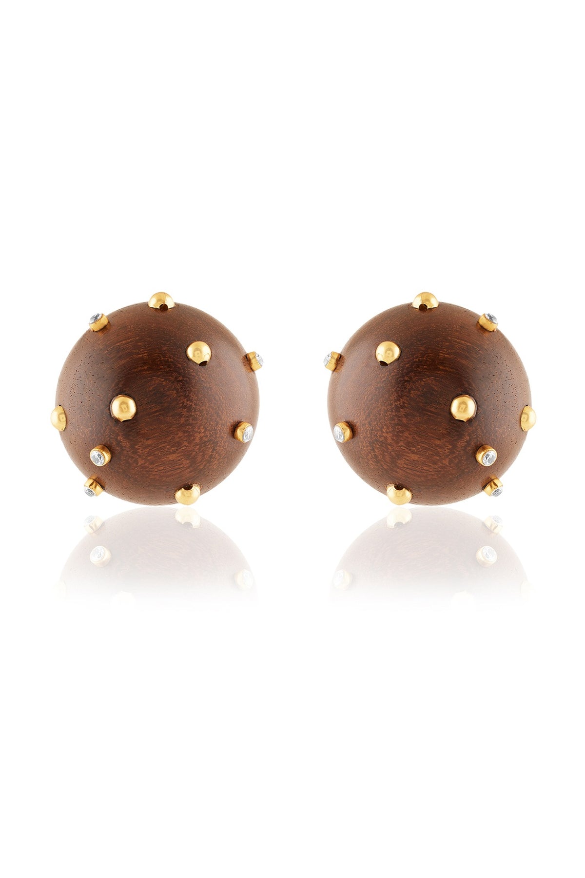 Gold Plated Brown & Gold Stone Stud Earrings