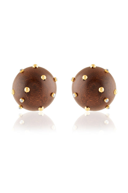 Gold Plated Brown & Gold Stone Stud Earrings