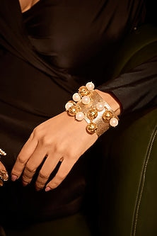 Gold Plated Pearl Adjustable Cuff Bracelet