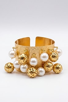 Gold Plated Pearl Adjustable Cuff Bracelet