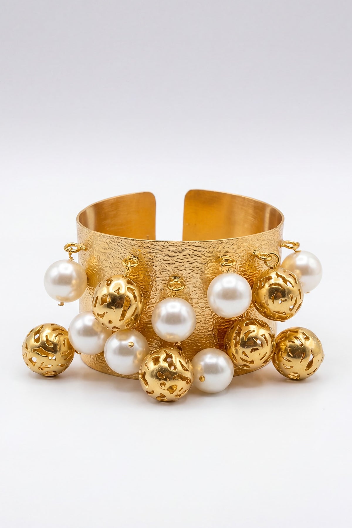 Gold Plated Pearl Adjustable Cuff Bracelet