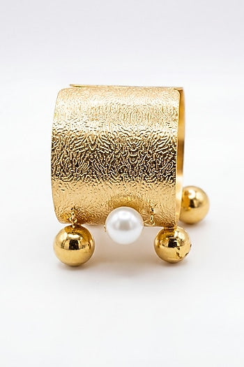 Gold Plated Pearl Adjustable Cuff Bracelet