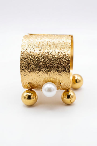 Gold Plated Pearl Adjustable Cuff Bracelet