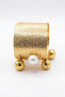 Gold Plated Pearl Adjustable Cuff Bracelet