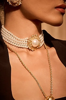 Gold Plated Pearl Choker Necklace