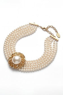 Gold Plated Pearl Choker Necklace