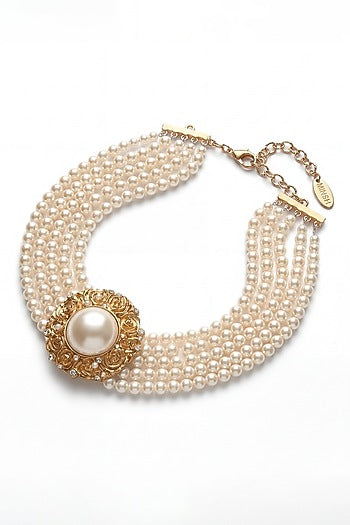 Gold Plated Pearl Choker Necklace