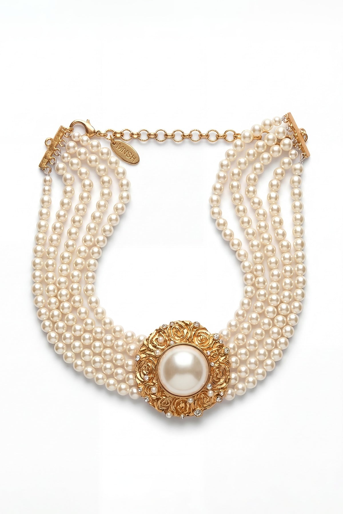 Gold Plated Pearl Choker Necklace