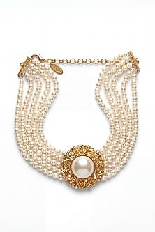 Gold Plated Pearl Choker Necklace