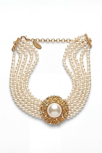 Gold Plated Pearl Choker Necklace