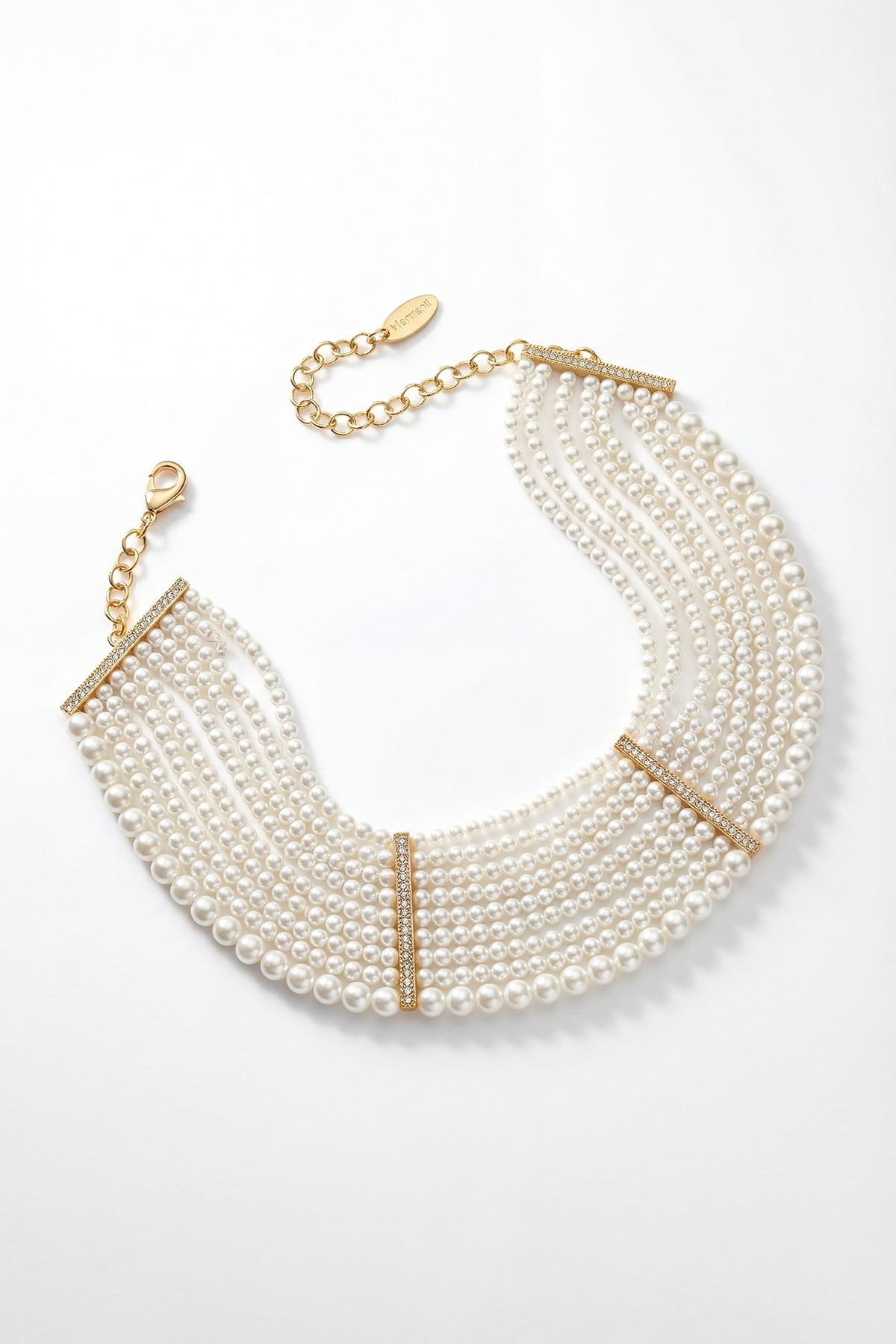 Gold Plated Pearl Statement Choker Necklace