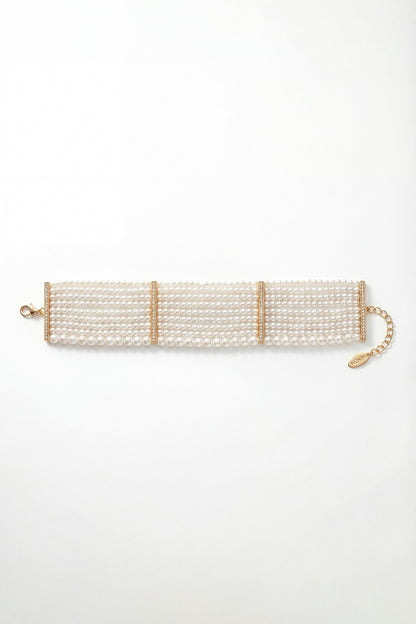 Gold Plated Pearl Statement Choker Necklace