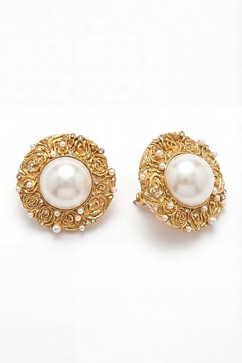 Gold Plated Pearl Stud Earrings