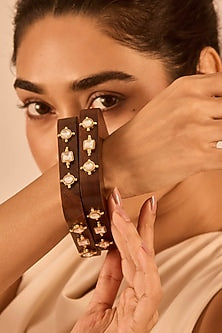 Brown Kundan Polki Bangle