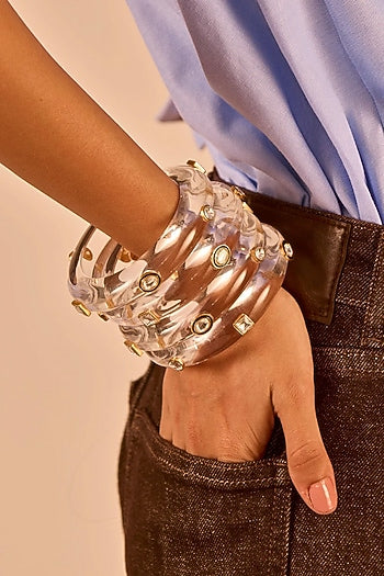 White Kundan Polki Bangle