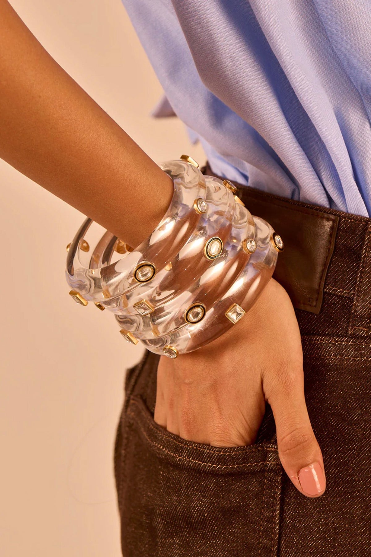 White Kundan Polki Bangle