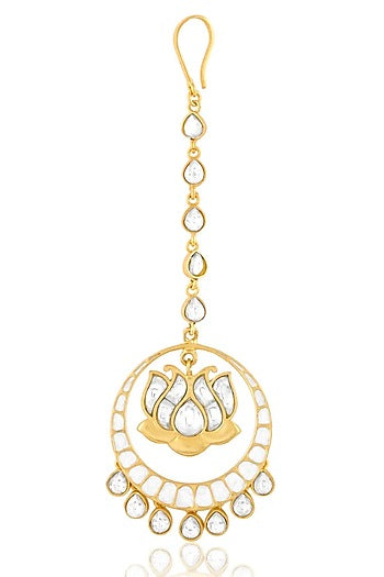 Gold Finish Kundan Polki Maangtikka