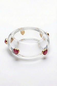 Gold Plated Pink Monalisa Stone Resin Bangle