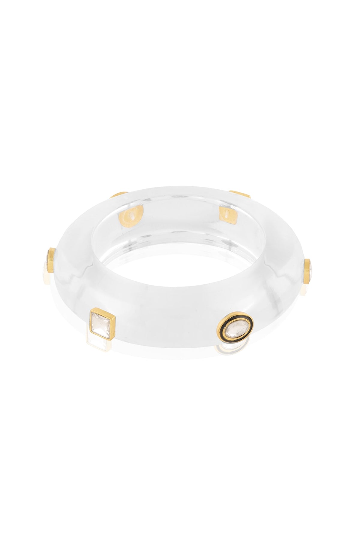 Gold Plated Kundan Polki Resin Bangle