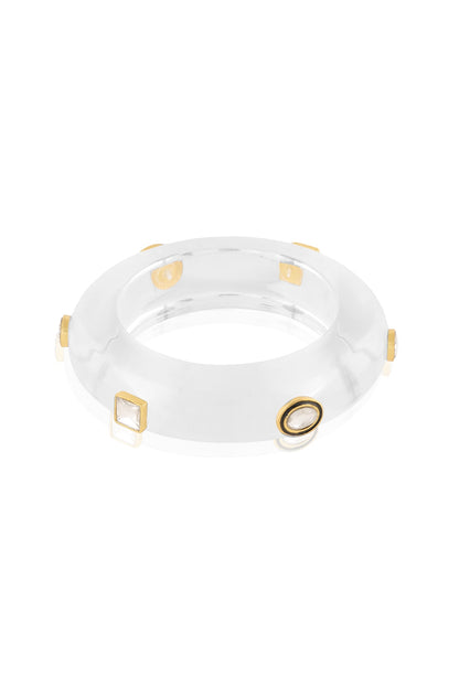 Gold Plated Kundan Polki Resin Bangle
