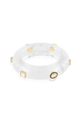 Gold Plated Kundan Polki Resin Bangle