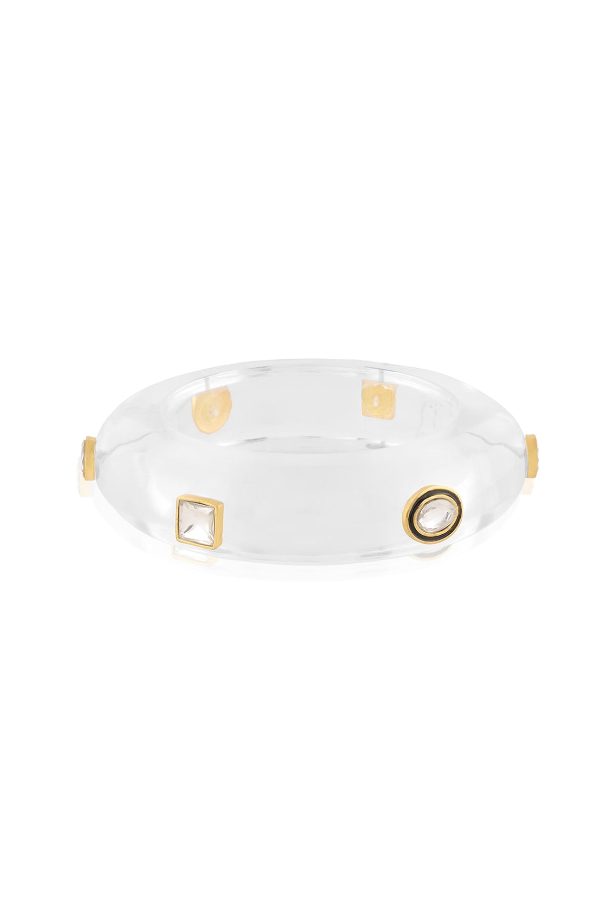 Gold Plated Kundan Polki Resin Bangle