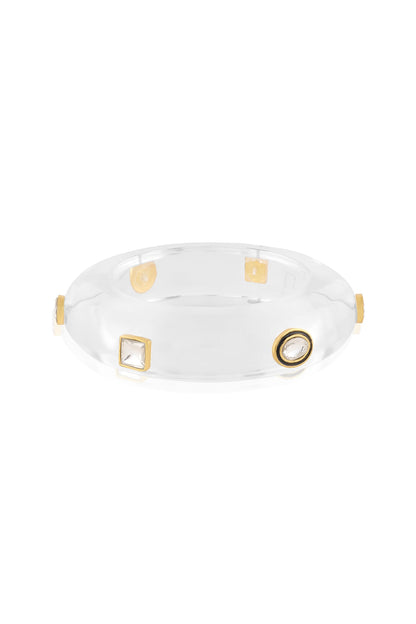 Gold Plated Kundan Polki Resin Bangle