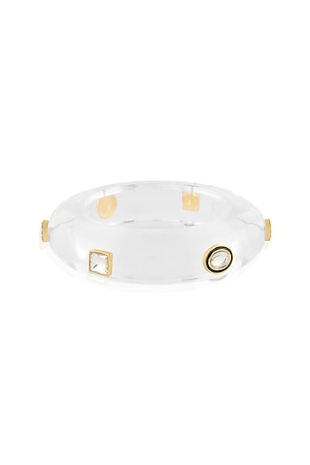 Gold Plated Kundan Polki Resin Bangle