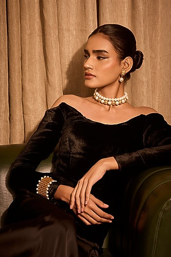 Gold Plated Pearl Hepburn Rose Necklace