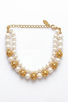 Gold Plated Pearl Hepburn Rose Necklace