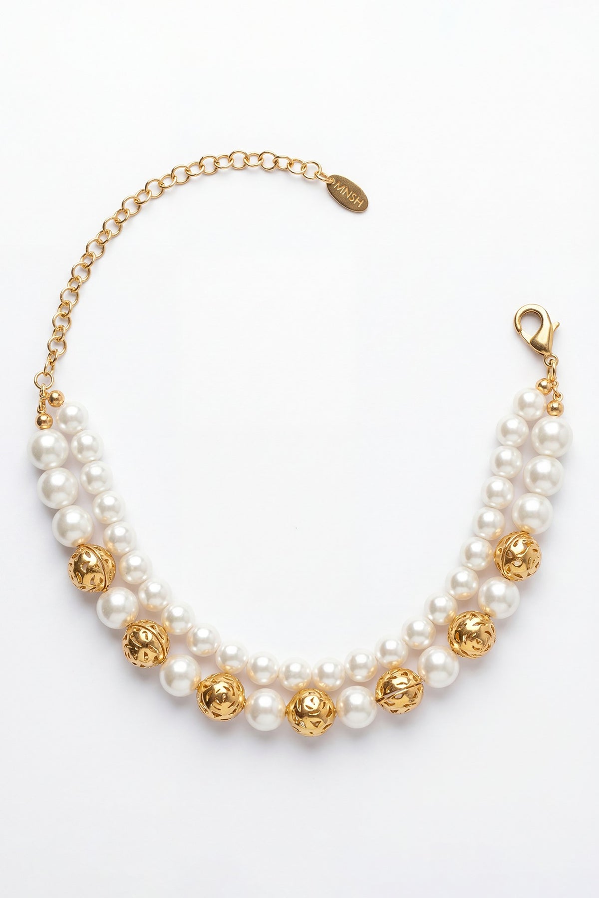 Gold Plated Pearl Hepburn Rose Necklace