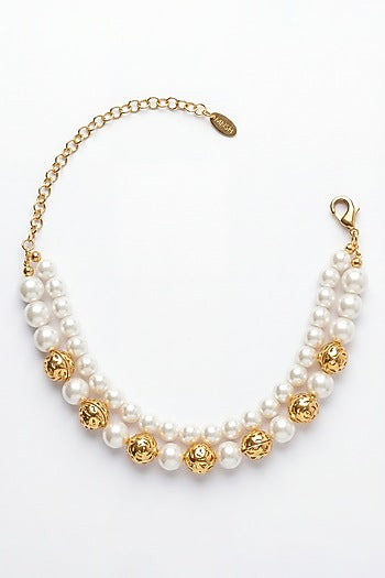 Gold Plated Pearl Hepburn Rose Necklace