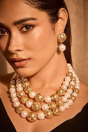 Gold Plated Pearl Layered Necklace