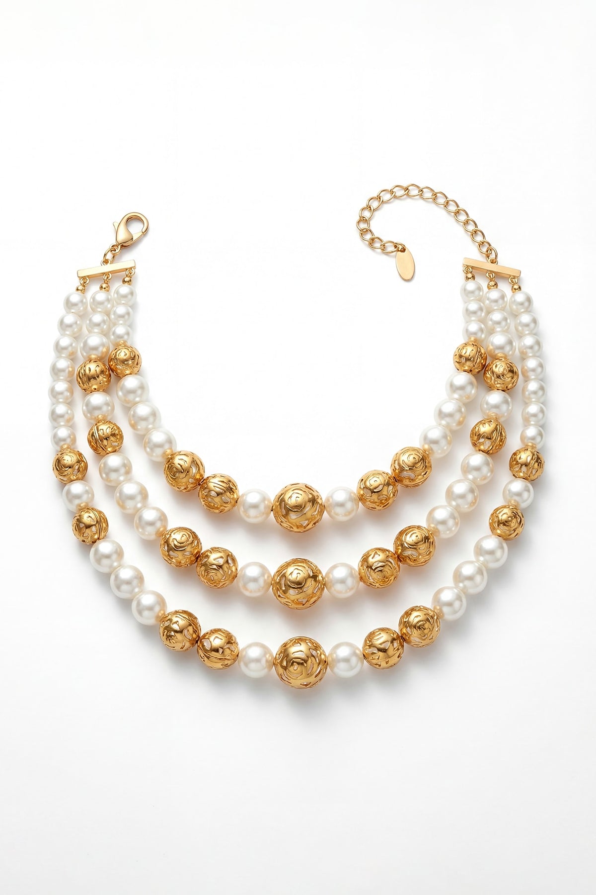 Gold Plated Pearl Layered Necklace
