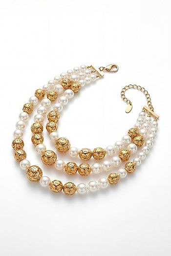 Gold Plated Pearl Layered Necklace